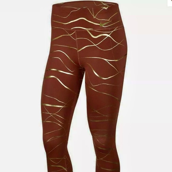 Nike Pants - ✨NEW✨Nike Women Icon Clash Fast Leggings Mid Rise Clay Red Gold Size: (Large)